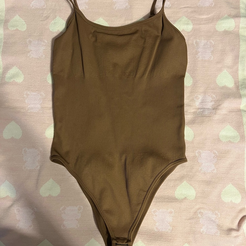 Brown Ribbed Bodysuit
